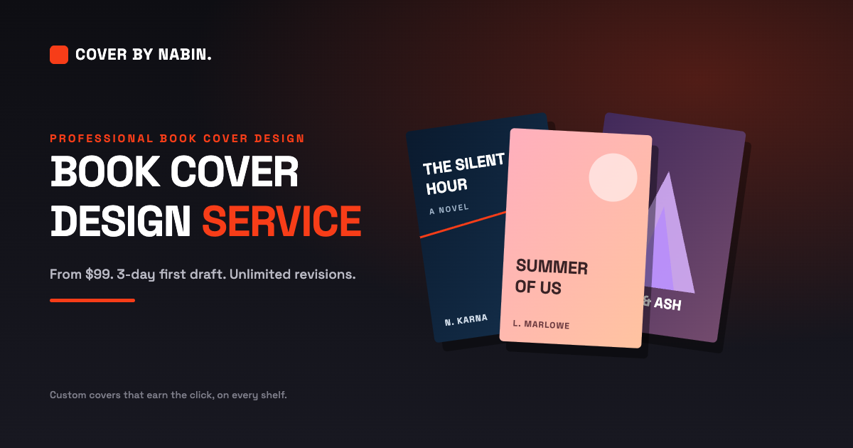 Custom book cover designs by Cover By Nabin spanning thriller, romance, and fantasy genres